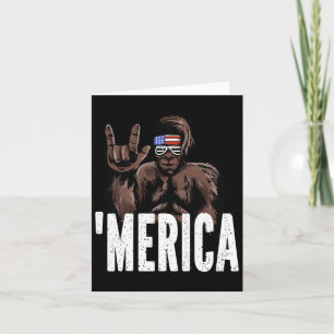 Bigfoot 4th Of July American Independence Day Asl  Card