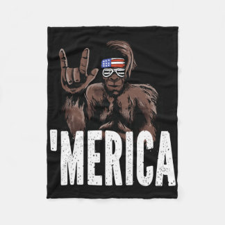 Bigfoot 4th Of July American Independence Day Asl  Fleece Blanket