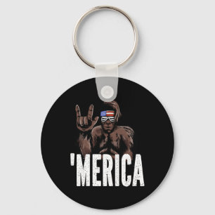 Bigfoot 4th Of July American Independence Day Asl Keychain