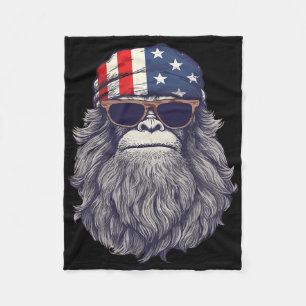 Bigfoot 4th Of July American Usa Flag Patriotic Ki Fleece Blanket