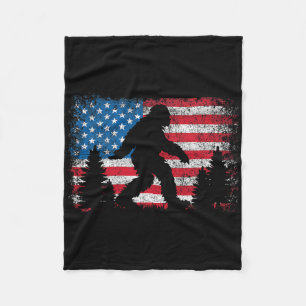 Bigfoot 4th Of July American Usa Flag Patriotic Ki Fleece Blanket