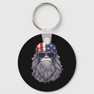 Bigfoot 4th Of July American Usa Flag Patriotic Ki Keychain