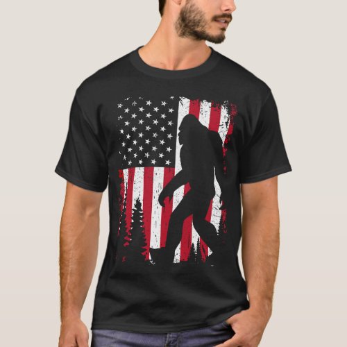 Bigfoot 4th of July American USA Flag Patriotic Ki T_Shirt