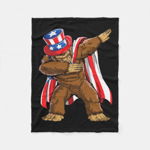 Bigfoot 4th Of July Sasquatch American Flag Fleece Blanket