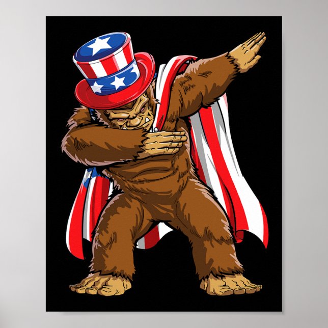 Bigfoot 4th Of July Sasquatch American Flag  Poster (Front)