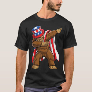 Bigfoot 4th Of July Sasquatch American Flag  T-Shirt