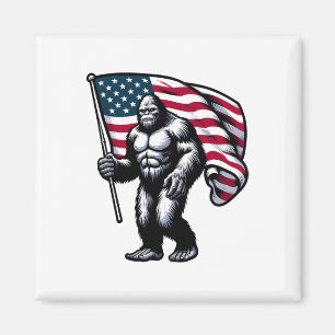 Bigfoot 4th Of July Sasquatch American Usa Flag Pa Magnet