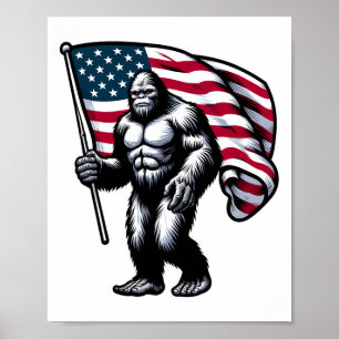 Bigfoot 4th Of July Sasquatch American Usa Flag Pa Poster