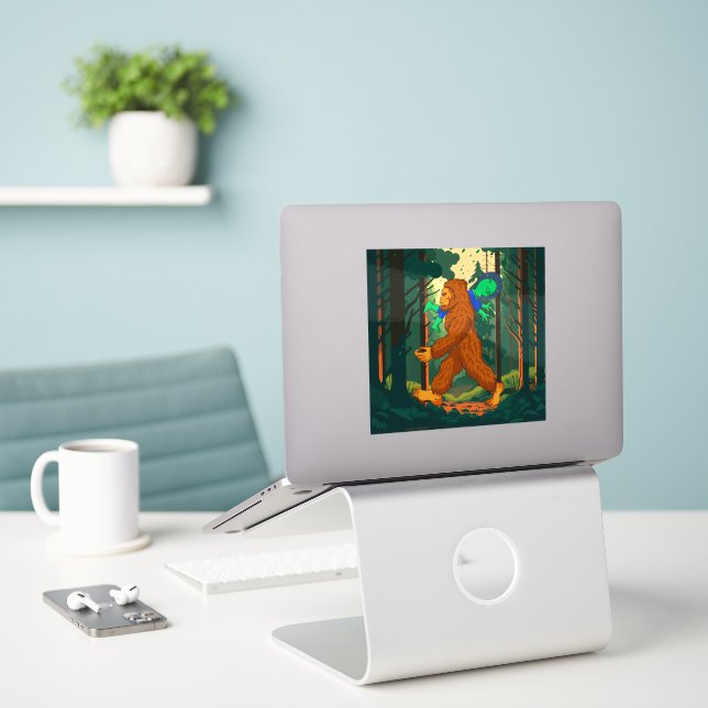 Bigfoot Abducting an Alien Funny  Sticker (Laptop On Desk)