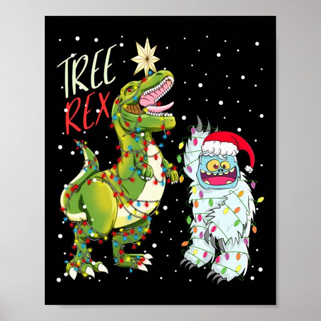Bigfoot Abominable Snowman Santa &amp; Tree Rex  Poster (Front)