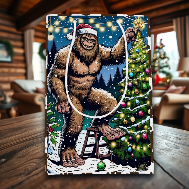 Bigfoot aka Sasquatch Themed Christmas Medium Gift Bag (Creator Uploaded)