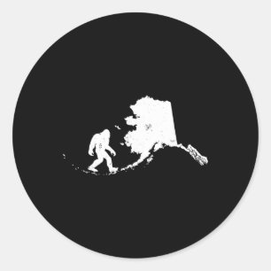 Bigfoot Alaska State Map Sasquatch Men Women Gift Classic Round Sticker