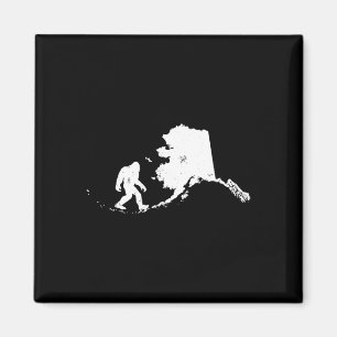 Bigfoot Alaska State Map Sasquatch Men Women Gift Magnet