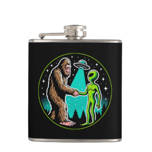 Bigfoot Alien Alliance - Funny Scifi Cryptid Flask