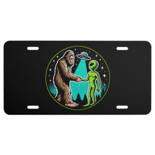 Bigfoot Alien Alliance - Funny Scifi Cryptid License Plate