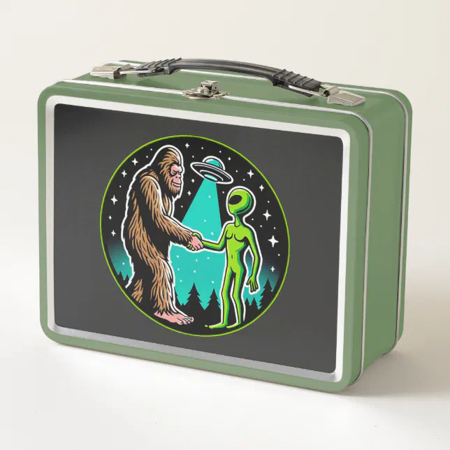 Bigfoot Alien Alliance - Funny Scifi Cryptid Metal Lunch Box | Zazzle