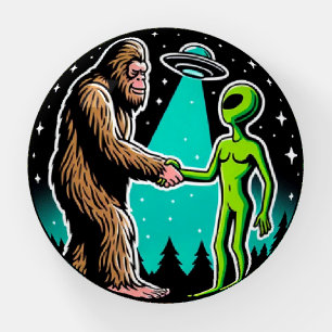 Bigfoot Alien Alliance - Funny Scifi Cryptid Paperweight