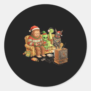 Bigfoot Alien Nessie Mothman Retro Gaming Christma Classic Round Sticker