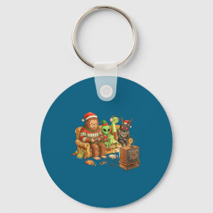 Bigfoot Alien Nessie Mothman Retro Gaming Christma Keychain