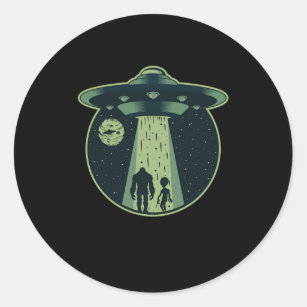 Bigfoot Alien Sasquatch UFO Abduction Aliens Gift Classic Round Sticker