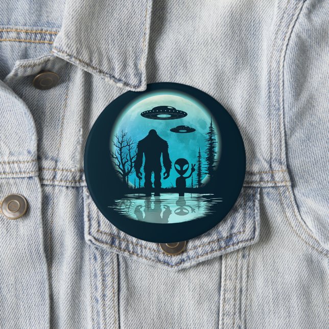 Bigfoot Alien UFO Button (In Situ)