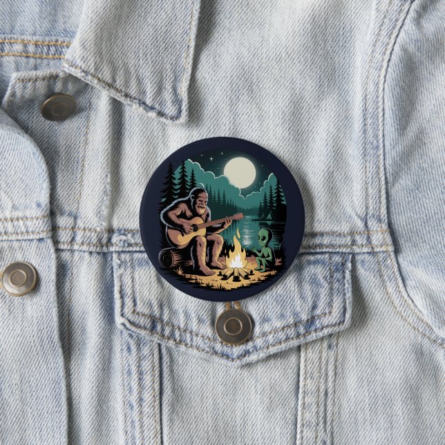 Bigfoot Alien UFO Cryptid Paranormal Encounter  Button (In Situ)