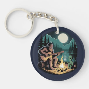 Bigfoot Alien UFO Cryptid Paranormal Encounter Keychain