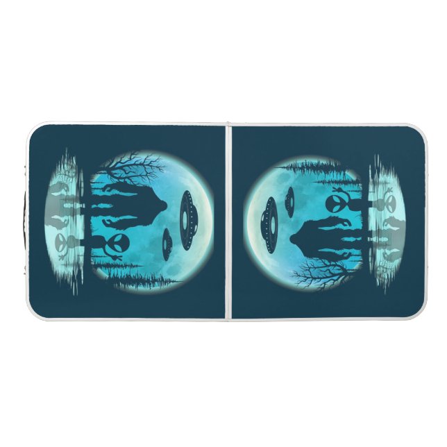 Bigfoot Alien UFO Disclosure Conspiracy Gift Beer Pong Table (Top)