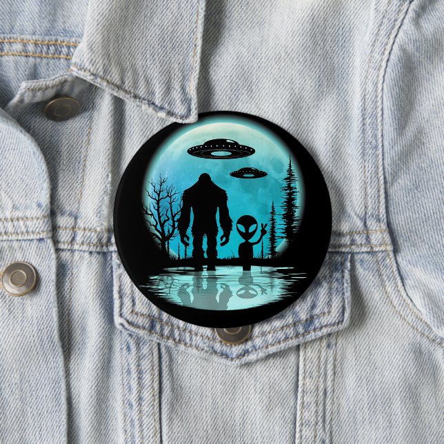 Bigfoot Alien UFO Disclosure Conspiracy Gift Button (In Situ)