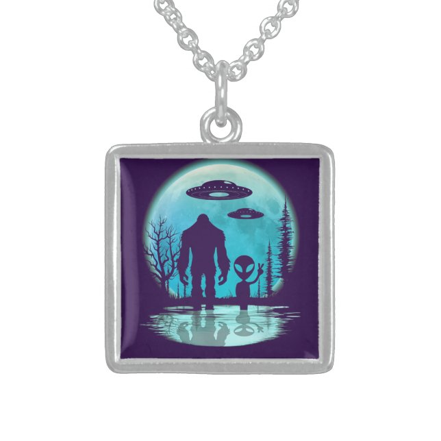 Bigfoot Alien UFO Necklace Pendant (Front)