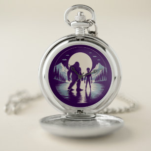 Bigfoot Alien UFO Paranormal Encounter  Pocket Watch