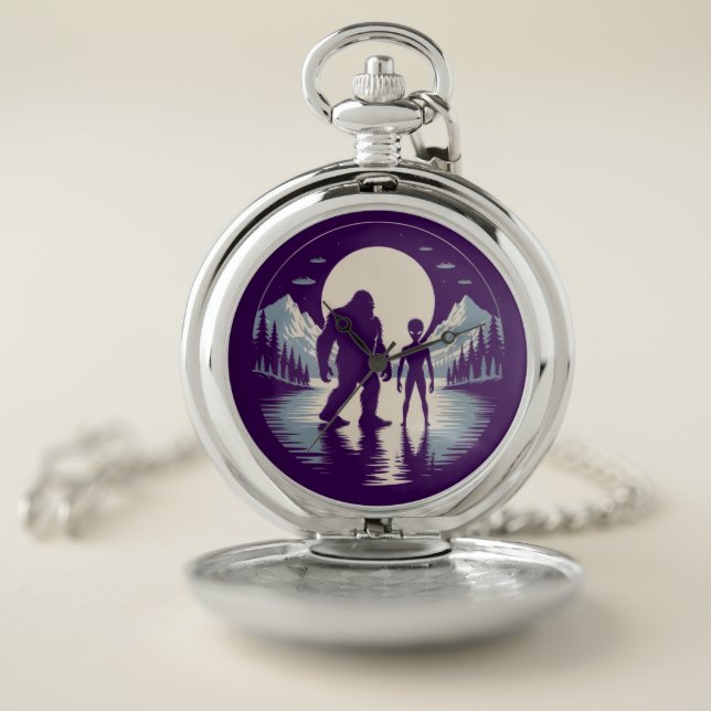 Bigfoot Alien UFO Paranormal Encounter  Pocket Watch (Inside)