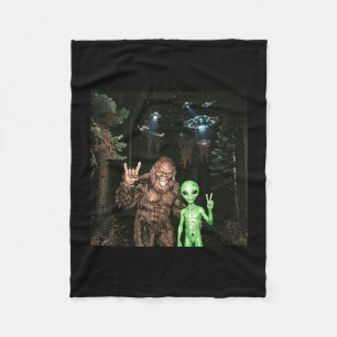 Bigfoot alien ufo selfie funny sasquatch meme men fleece blanket