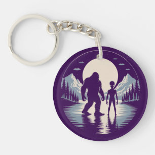 Bigfoot Alien UFO Sighting Paranormal Encounter Keychain