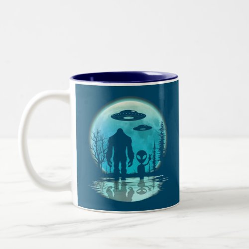 Bigfoot Alien UFO Two_Tone Coffee Mug