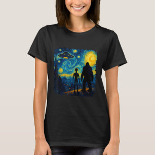 Bigfoot Alien Ufo Van Gogh Starry Night Sasquatch T-Shirt