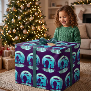 Bigfoot Alien UFO Wrapping Paper