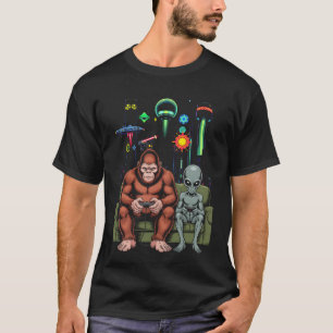 Bigfoot Alien Video Game Console Sasquatch Space C T-Shirt