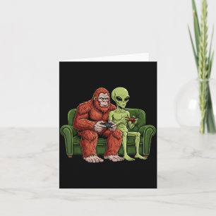 Bigfoot Alien Video Games Gaming Sasquatch Ufo Men Card