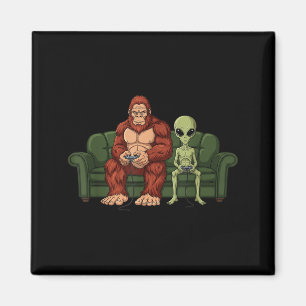 Bigfoot Alien Video Games Gaming Sasquatch Ufo Men Magnet