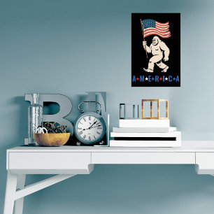 Bigfoot America Patriotic Funny Sasquatch USA Wall Poster