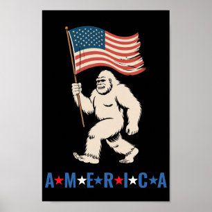 Bigfoot America Patriotic Funny Sasquatch USA Wall Poster