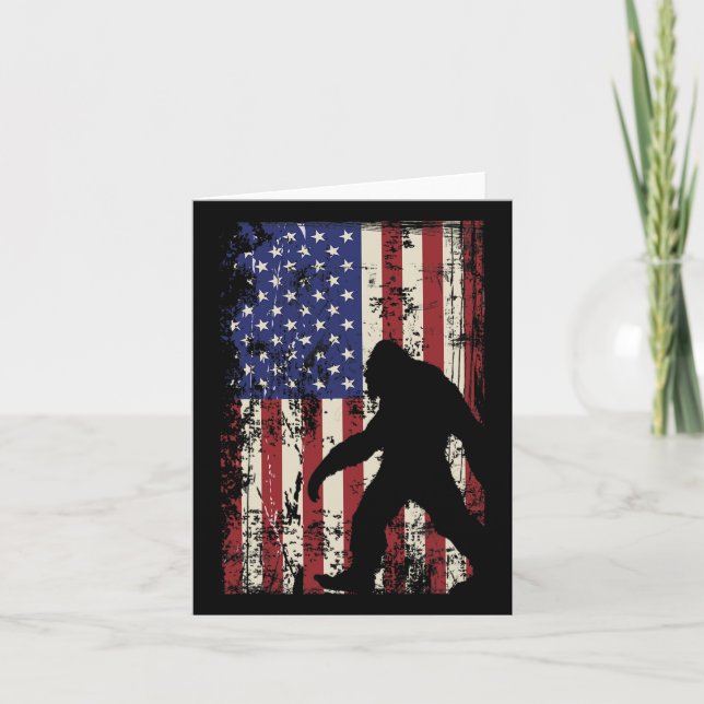 Bigfoot American Flag 4th Of July Patriotic  Card (Front)