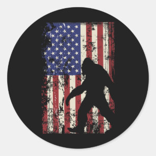 Bigfoot American Flag 4th Of July Patriotic  Classic Round Sticker