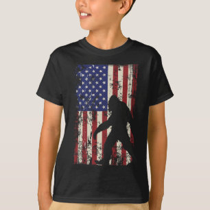 Bigfoot American Flag 4th Of July Patriotic T-Shirt