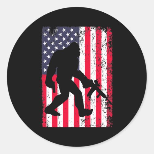 Bigfoot American Flag Classic Round Sticker