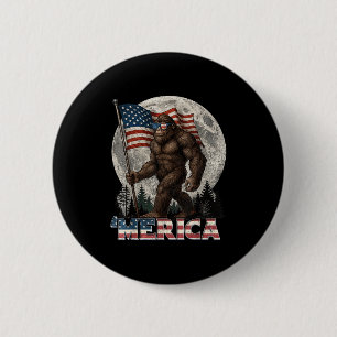 Bigfoot American Flag Funny 4th Of July Men Rock S Button