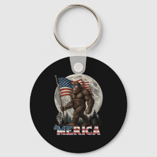 Bigfoot American Flag Funny 4th Of July Men Rock S Keychain