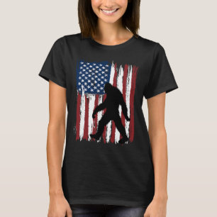 Bigfoot American Flag Funny 4th Of July Patriotic T-Shirt