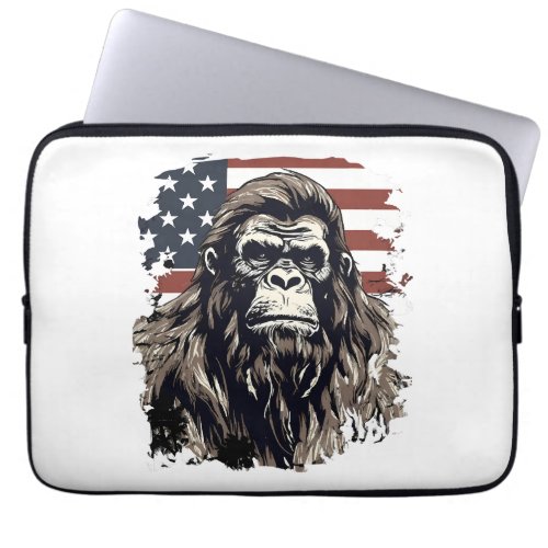 Bigfoot American Flag Patriotic Art Patriotic Sasq Laptop Sleeve